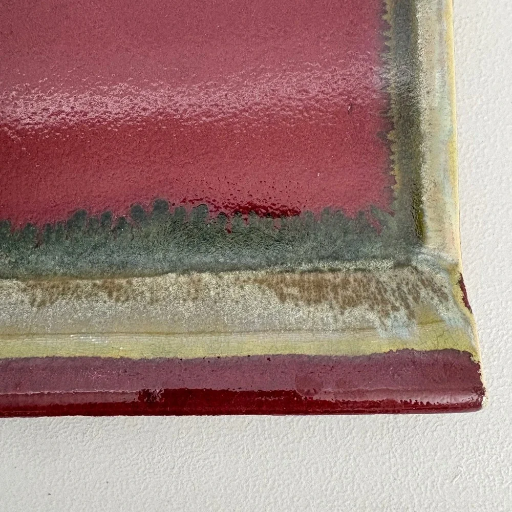 VTG Red Reactive Glaze Ceramic Decorative Tray Rectangular Catchall Vanity Dish